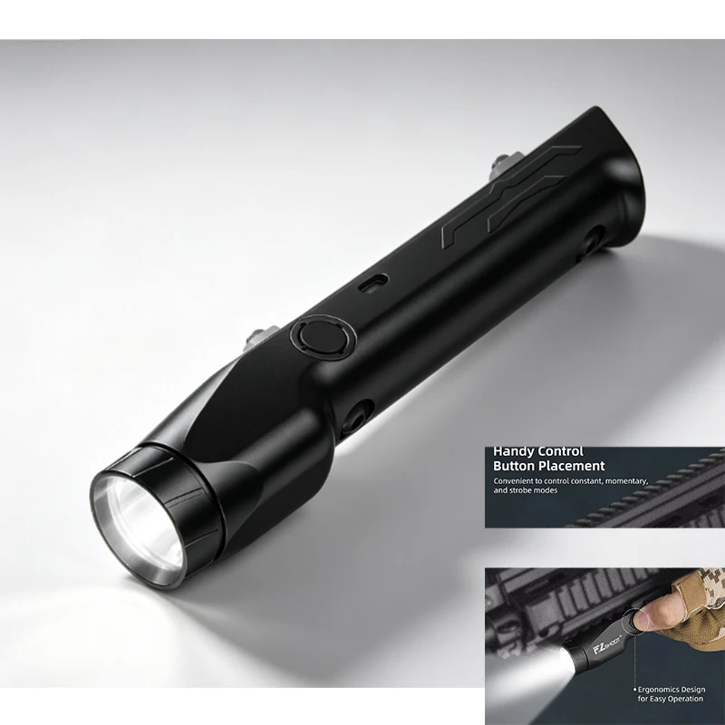 SUPER DEAL 1700 Lumens Flashlight Magnetic Rechargeable LED Light with Strobe Mode For Rail and Picatinny Rail Hunting