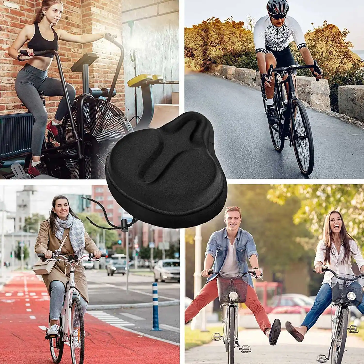 Cojín de asiento de bicicleta, funda de asiento de bicicleta para asiento de bicicleta y bicicleta de ejercicio, para Cruiser, asientos de bicicleta estacionarios