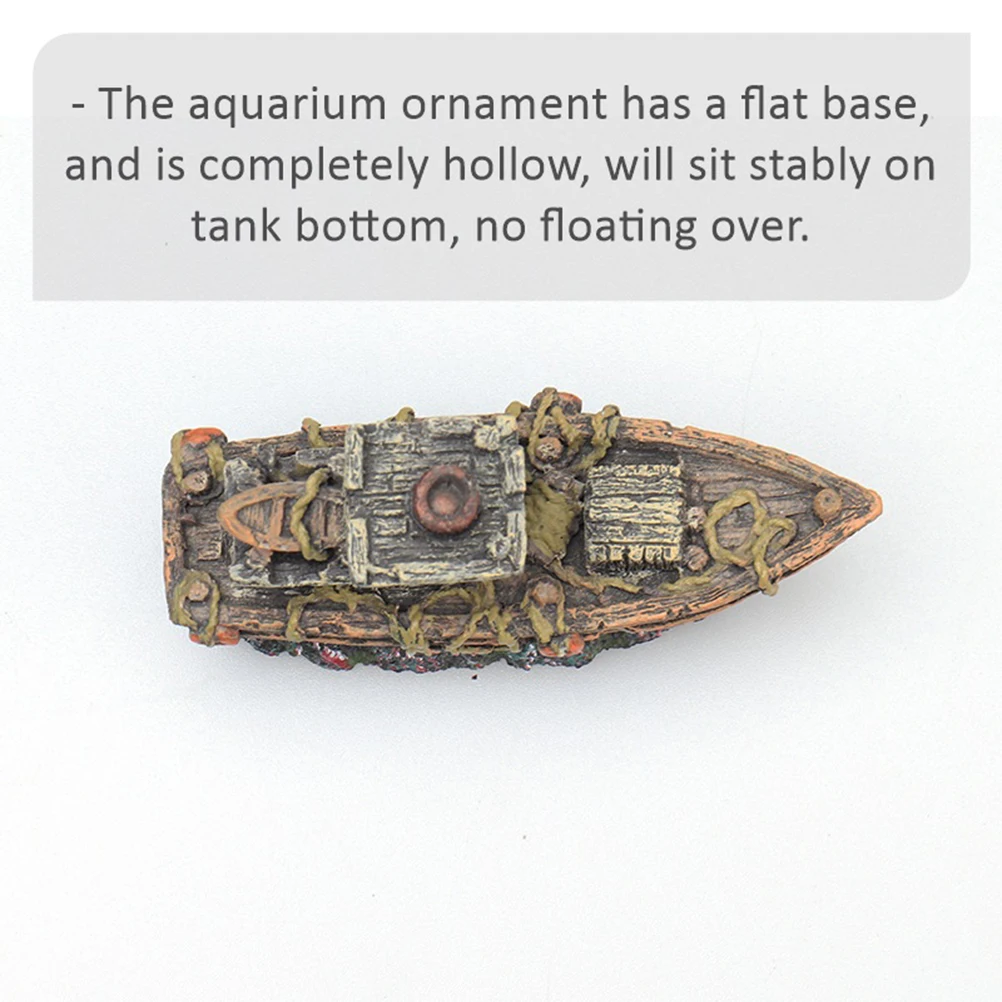 

Aquarium Pirate Ship Decor Fish Tank Ornament Resin Hollow Base Durable Safe For Fish Shrimp Salt Fresh Water Easy Clean Home