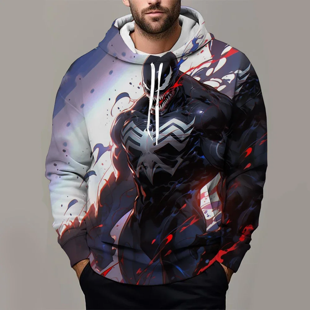 Venom Boys and Girls Hoodie Marvel Men's Hoodie 3D Printing Fashion Pullover MINISO Men's Hoodie Oversized Men's Clothing