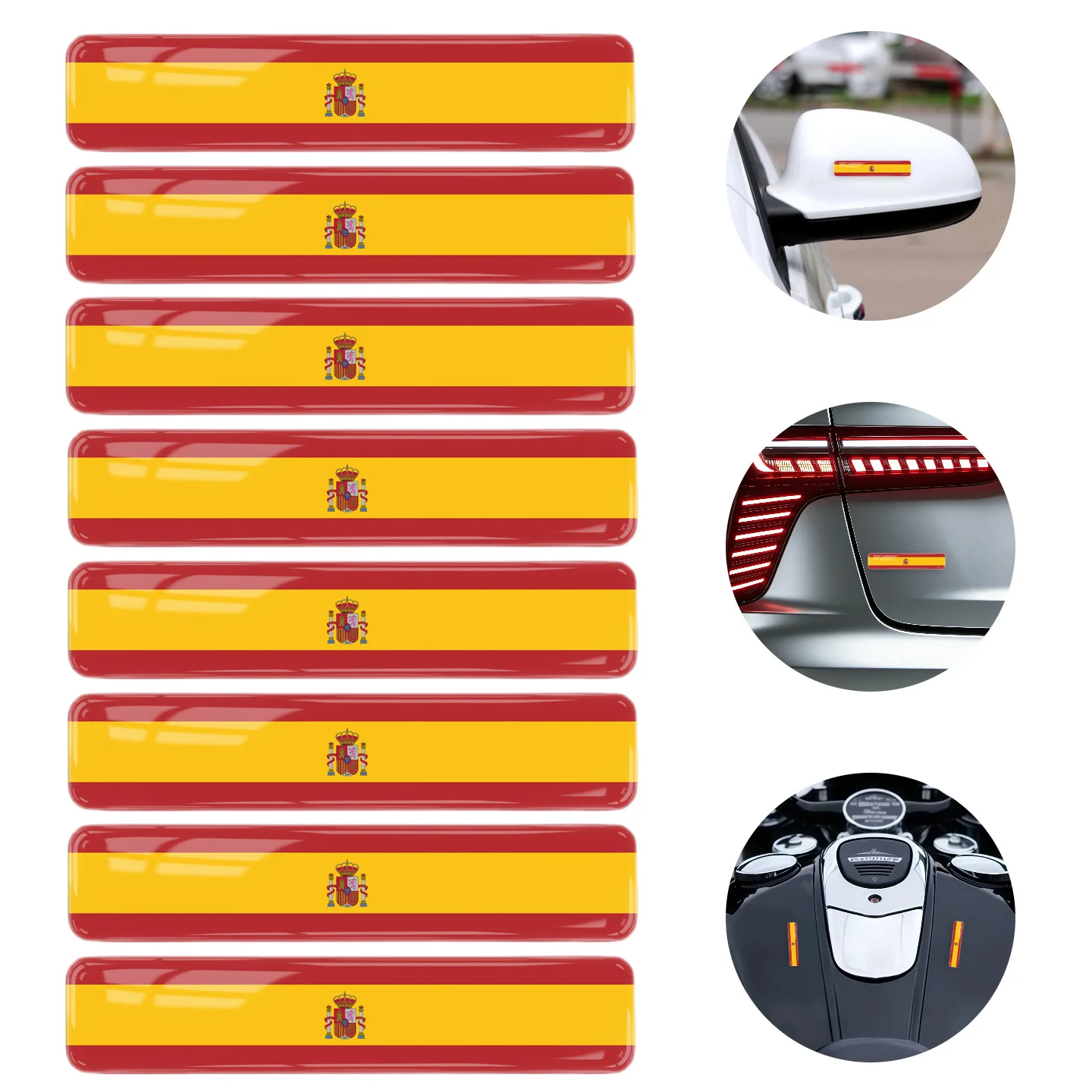 

8Pcs 3D Gel Sticker Car Decal Stickers Spanish flag design For Motorcycle Car Interior and Exterior Stickers