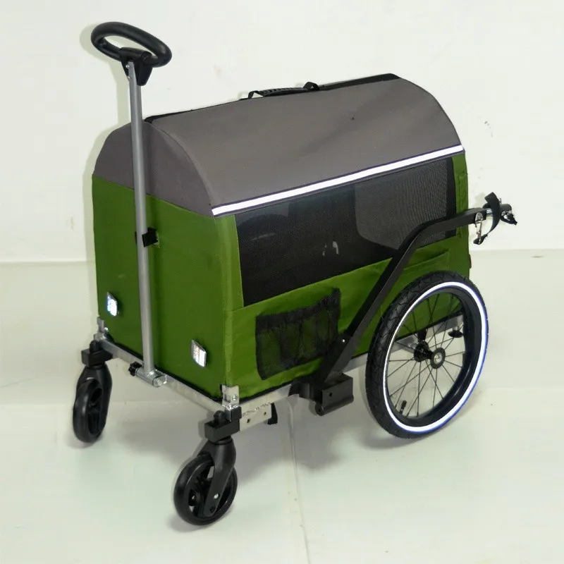 Small and Medium Sized Pet Bicycle Trailer Dog Cart Riding Trailer Outdoor Travel Equipment Foldable and Detachable Dog Stroller