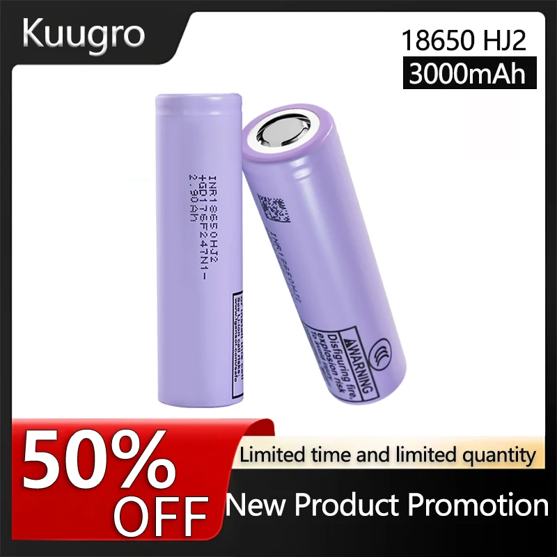 

Kuugro HJ2 3.7v 18650 3000mAh Lithium Rechargeable Batteries Continuous Discharge 30A For Drone Power Tools