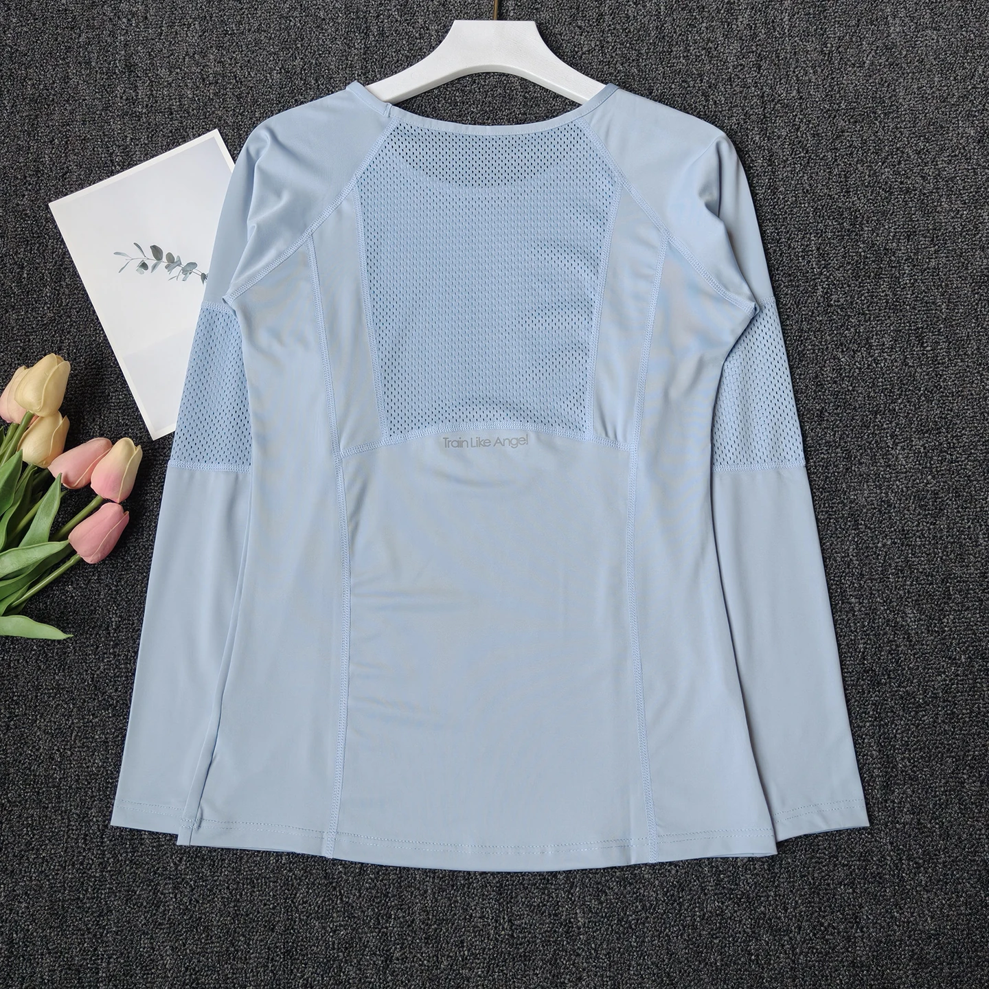 Spring Autumn Sports Long-sleeved Women's Mesh Quick-drying Breathable Yoga Tops Slim Stretch Training Running Fitness T-shirt