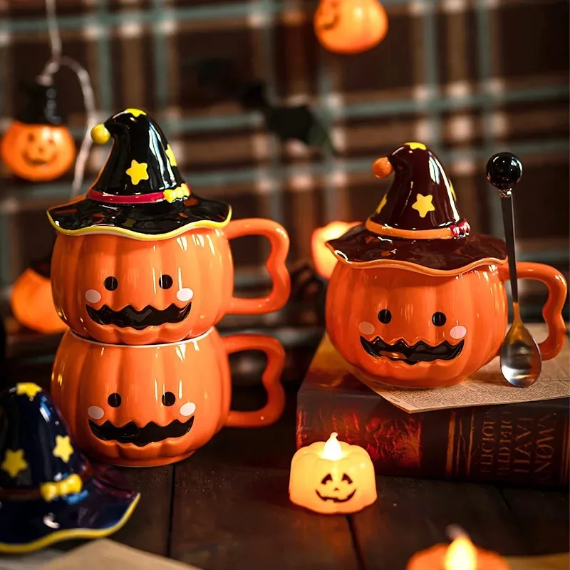 

Pumpkin Magic Hat Mug Cute Gift Cup Funny Practical Souvenirs for Girlfriends Couple Hallowmas Ceramic Water Cup Kitchen Tools