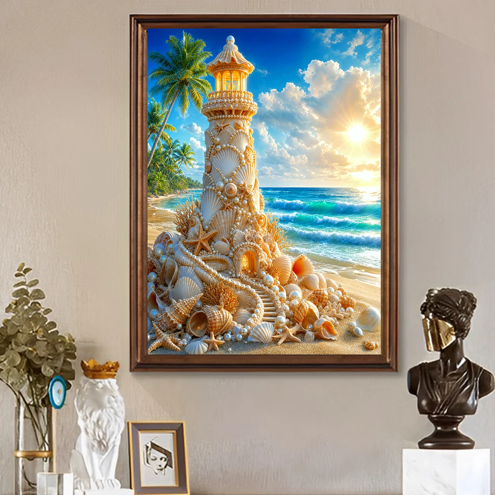 Art Craft Ideas For Adults - Plaża DIY 5D Okrągłe Diamentowe Malowanie