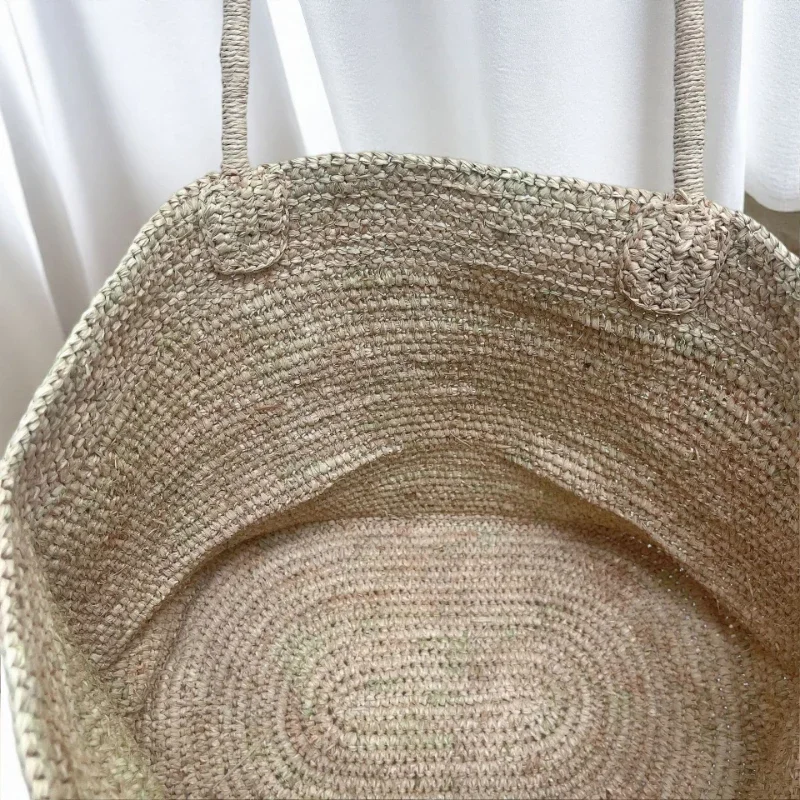 Large Crochet Raffia Straw Beach Tote Bag Handmade Hollow Knit Summer Vacation Shoulder Handbag Casual Boho Travel Shopper Purse