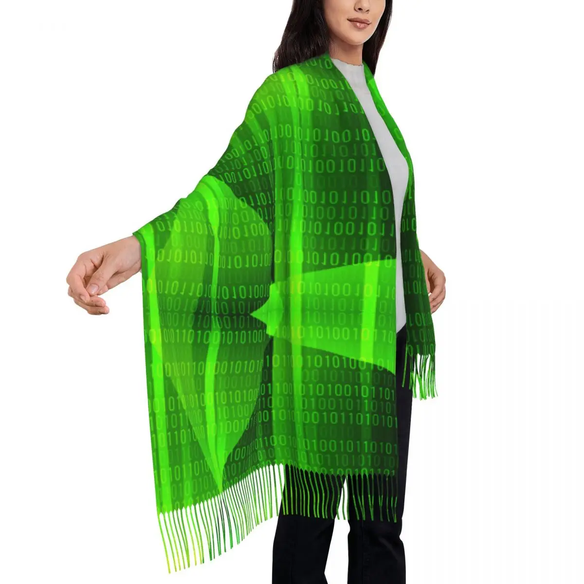 Scialle di Pashmina da donna con codice verde avvolge la sciarpa con frange sciarpa lunga e grande