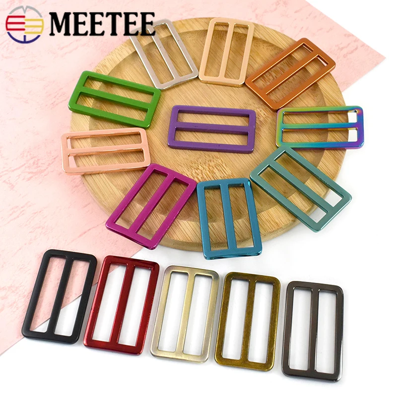 5/10P 20-38mm Metal Tri Glide Slider Buckles Backpack Strap Bag Ring Clasp Webbing Belt Adjust Connect Hook Hardware Accessories