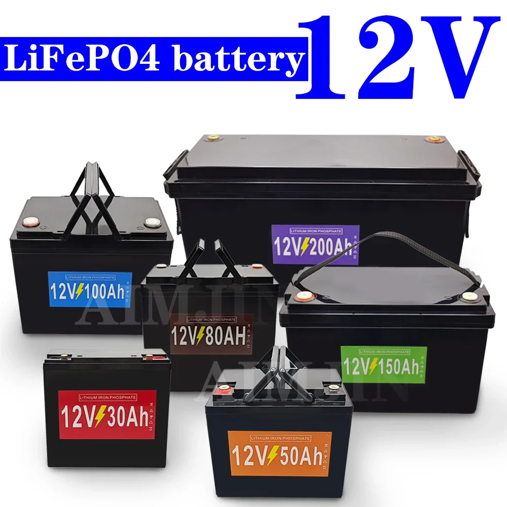 12V LiFePO4 Battery 12.8V 30Ah 50Ah 80Ah 100Ah 150Ah 200Ah  Rechargeable Deep Cycle for  Camping EVHome System