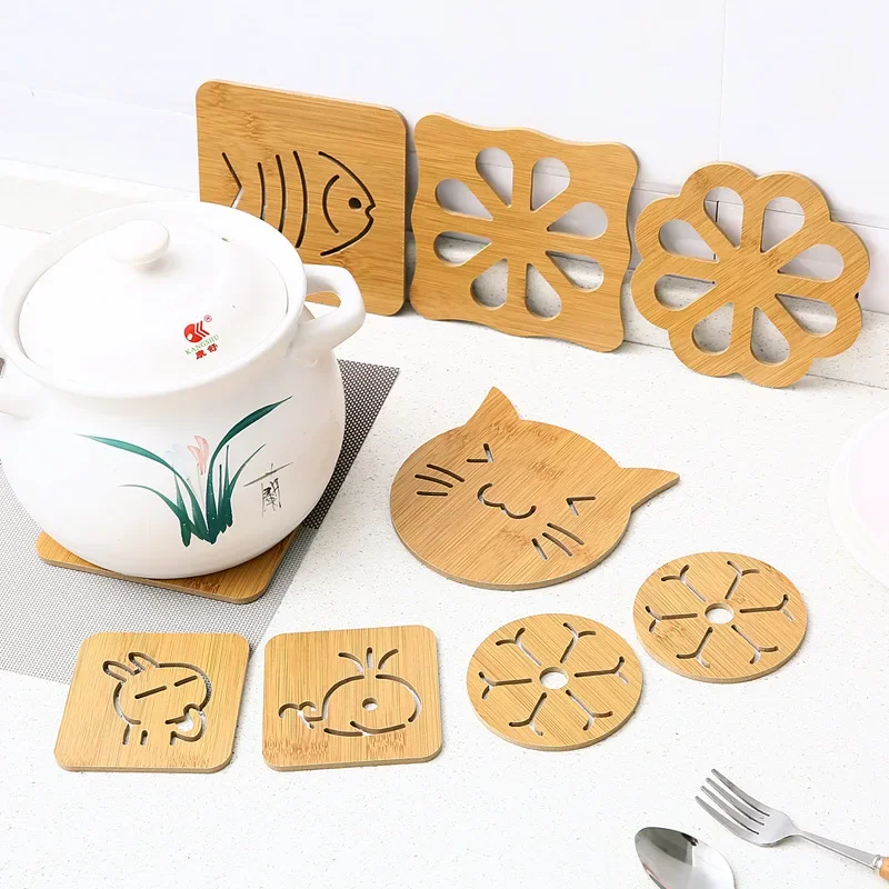 Kitchen Wooden Hot Pads Trivet Natural Handmade Wood Mats for Hot Dishes/Pot/Bowl/Teapot/Hot Pot Holders Table Mat