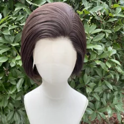 Natural Brown Short Bob Cut Synthetic Lace Front Wigs for Women Cosplay Wigs for Men Hairline Glueless 13x4 Lace Front Wigs