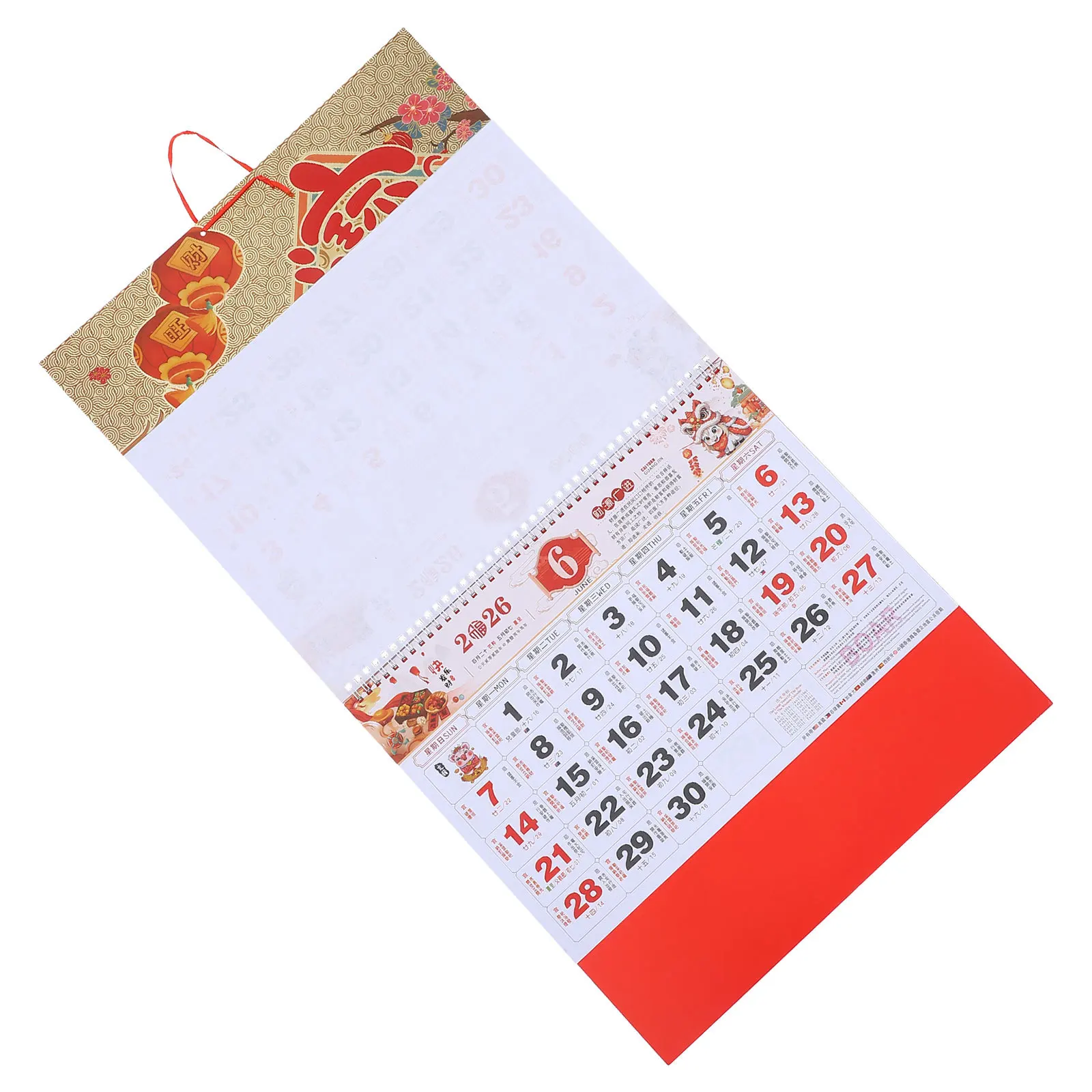 

Настенный календарь «Зодиак: Лошадь» на 2026 год, тематический календарь к Китайскому Новому году, традиционный дизайн, долговечные цвета, для культурных целей