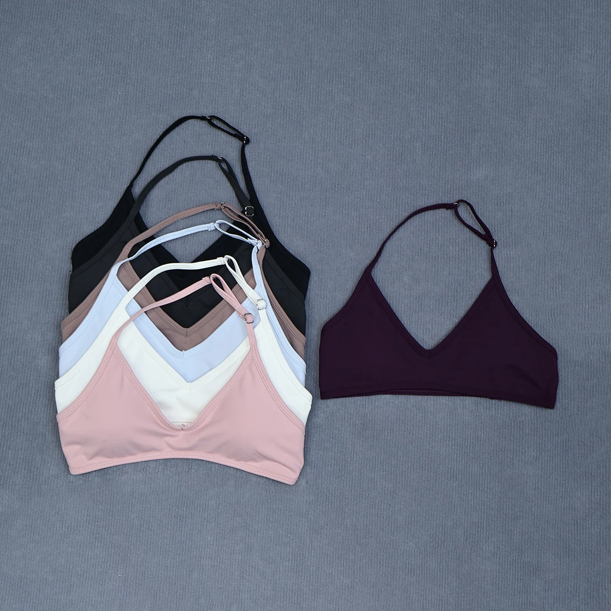 Damen-Sommer-Sport-Yoga-BH mit Neckholder-Ausschnitt, gepolstert, stoßdämpfend, rückenfrei, Crop-Top für Outdoor-Laufen und Fitness – Detail 34
