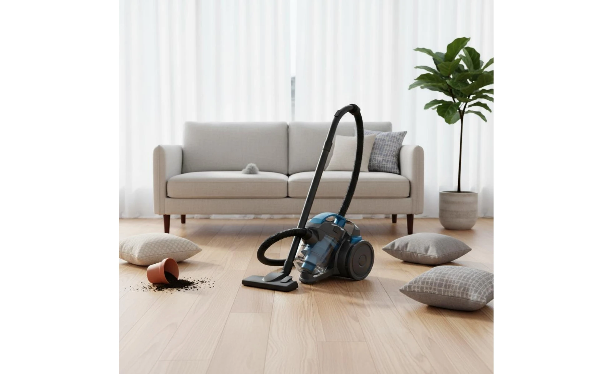 Corded Canister Vacuum Cleaner Transparent Dust Bin Bagless Canister Vacuum Long Flexible Hose Extension Tubes