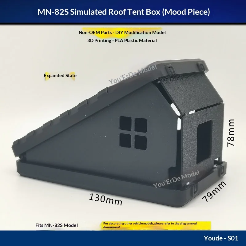MN82S Roof Top Tent Camping Rack Shell Scale Simulation Accessories for MN82 RC Crawler Upgrade Parts
