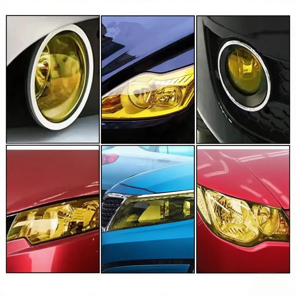 Pellicola per fari gialli per auto 1PC, adesivo per moto 30*60/100/120cm, impermeabile e resistente ai graffi, accessori per auto