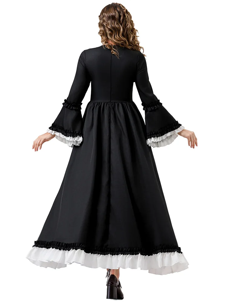 Victorian Costume Lolita Lace Cake Layer Dress Women Tiered Ruffle Princess Rococo Ball Dance Party Carnival Halloween Outfit