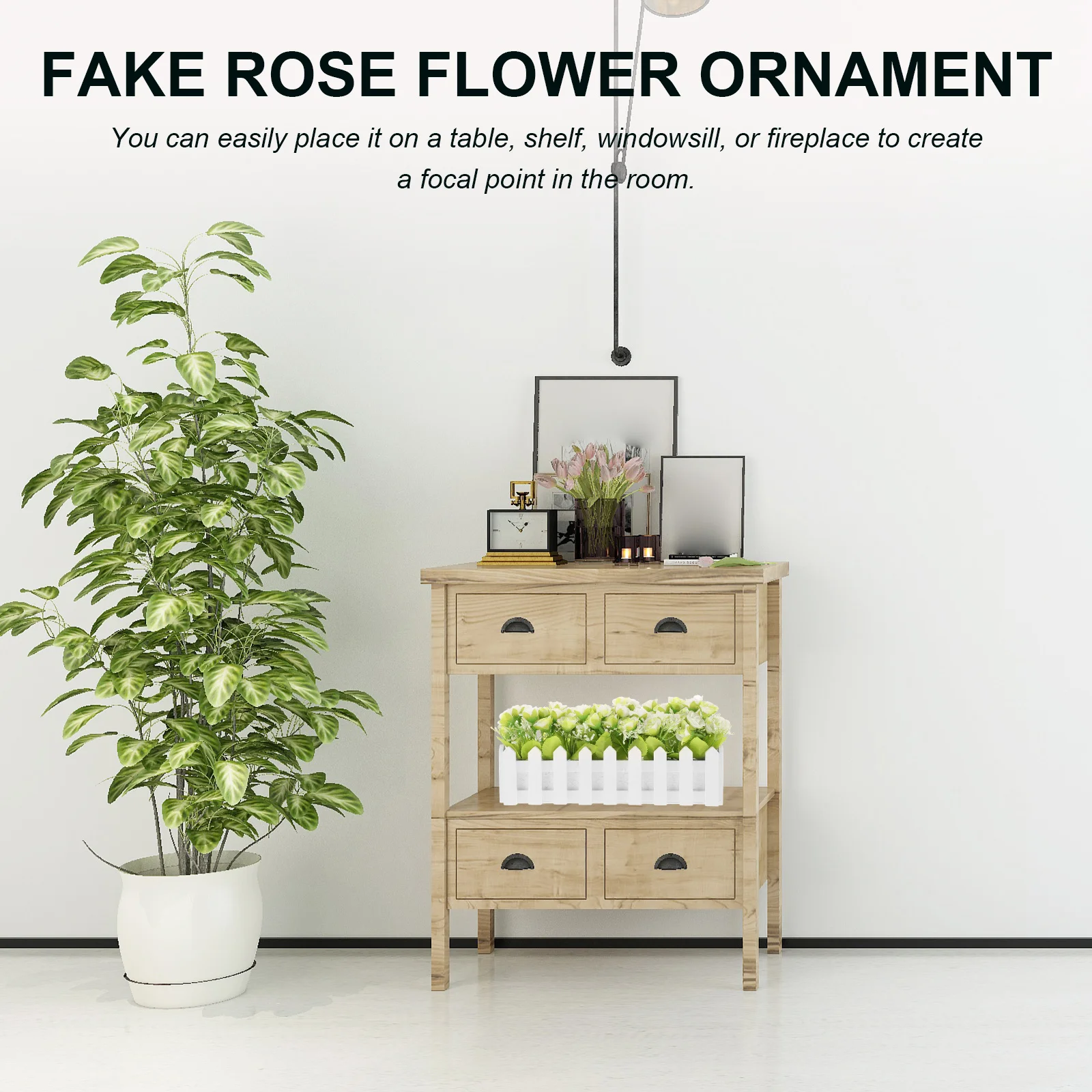 

Artificial Potted Plant Fake Rose Flower Simulation Table Centerpiece Wedding Party Home Desk Decor Faux Bonsai Flower Ornament