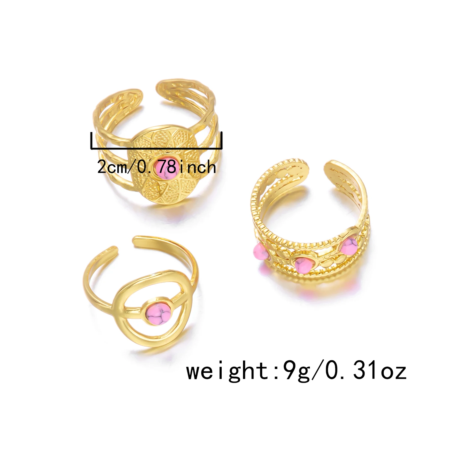 Edelstahl-Ringset mit geometrischem Muster für Damen und Herren, bunter Emaille-Sonnen-Herz-Fingerring, böhmischer ästhetischer Schmuck – Detail 7