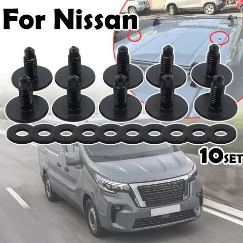 10SET For Nissan NV200 NV300 Primastar WHT006148 Roof Rack Holes Panel Blanking Black Screws Bolts Sealed 2009 - 2022 2023 2024