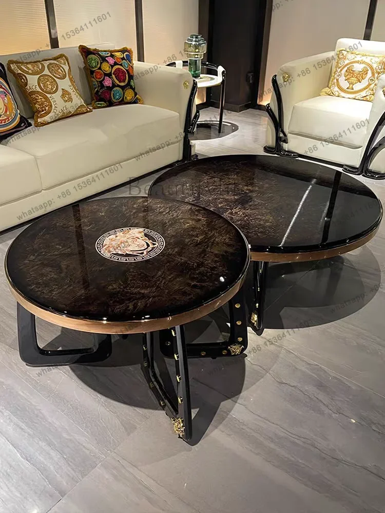 

yj5 light luxury size combination round coffee table fan living room fashion advanced sense customization corner table combinati