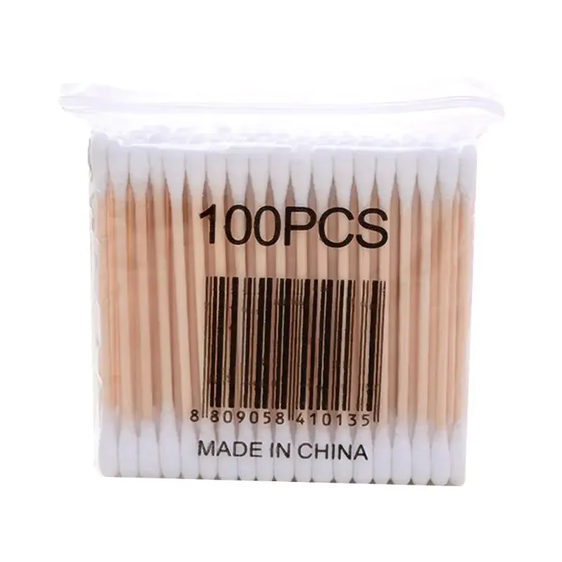 1 Pack Wooden Cotton Swabs Double-Tipped Multipurpose Safety Nose Ear Cleaning Buds Dust-Free Sterile Makeup Cosmetic