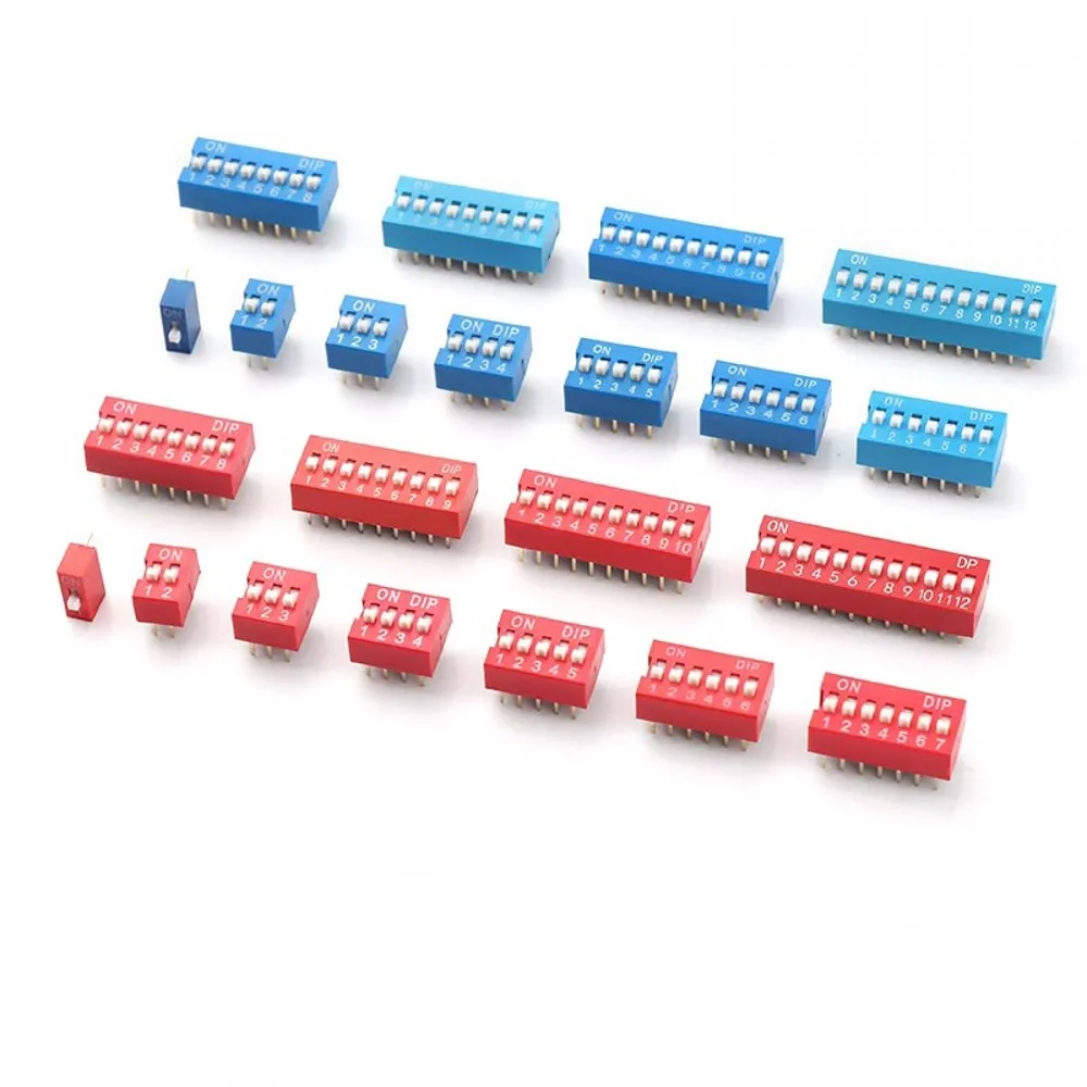 

100 шт. модуль переключателя Скользящего Типа 1 2 3 4 5 7 8 10 12Pin 2,54 мм красный синий DIP шаг переключатель кнопка быстрого переключения переключатель