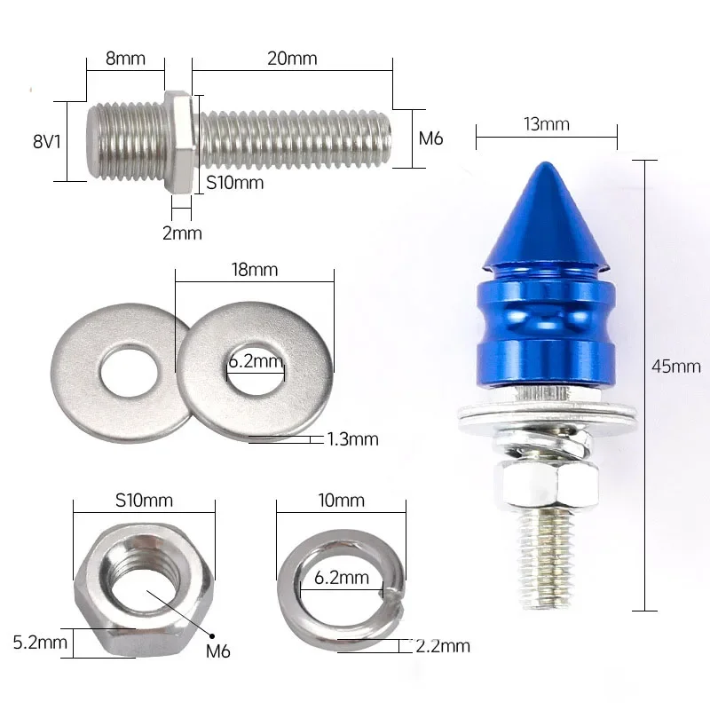 M6 Threaded Tips Screw License Plate Fixing Plate Screw Car Motorcycle Modified Fasteners Fender Washer Bumper Engine Screws