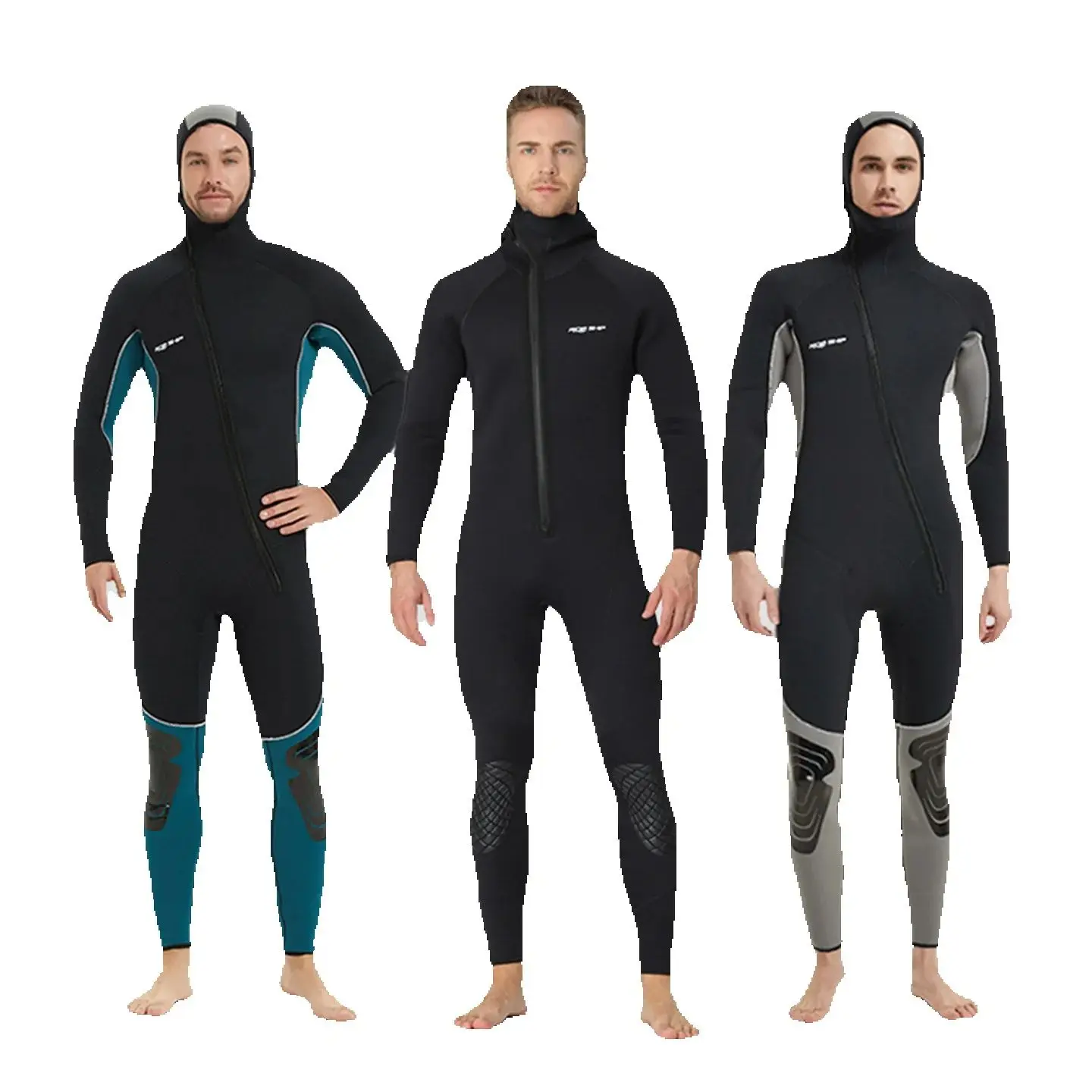 

Front Zipper 5MM Neoprene Hooded One Piece Wetsuit Men Snorkeling Surfing Spearfishing Diving Suit Winter Thermal Swimsuit