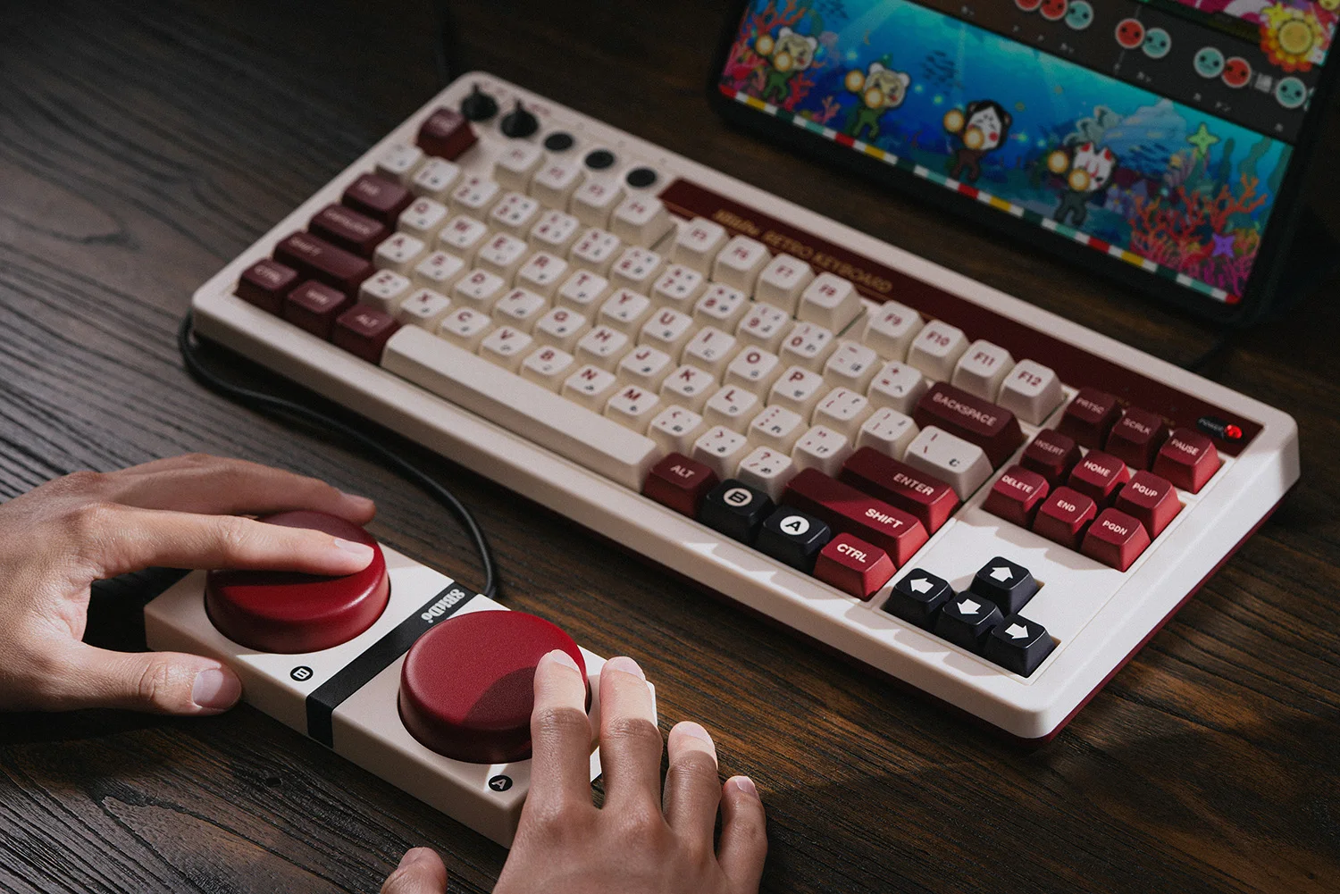 8Bitdo Retro Mechanical Keyboard Bluetooth 2.4G USB-C With 87 Keys,Dual Programmable Buttons For Windows Android Gaming Keyboard