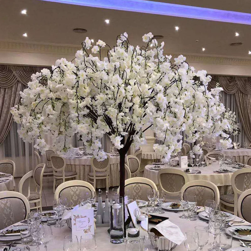 New 1.2m Height White Cherry Blossom Tree Simulation Plant Wedding Party Table Center Piece Tree Festival Stage Garden Decor