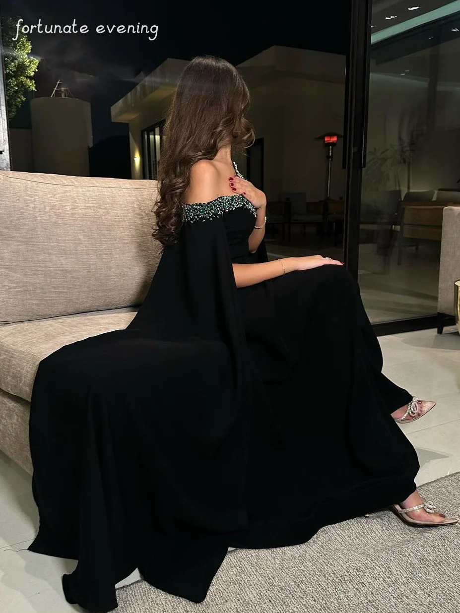 Robe de soirée élégante à col bateau avec perles en cristal noir, élégante, vintage, sexy, occasion formelle, robe de Rh, soirée, tout ce qui est personnalisé