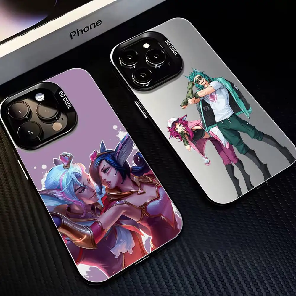 

Game L-LOL Xayah Rakan Phone Case For iPhone17,16,15,14,13,12,11 Plus,Pro Max Black Matte Shockproof Cover
