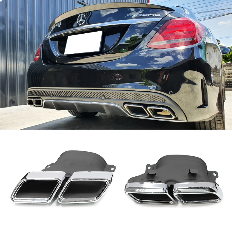 

Car Quad Exhaust Tip Stainless Steel For Mercedes Benz C63 W205 C200 C300 C180 C260 2015 2016 2017 2018 Muffler Tips Tailpipe