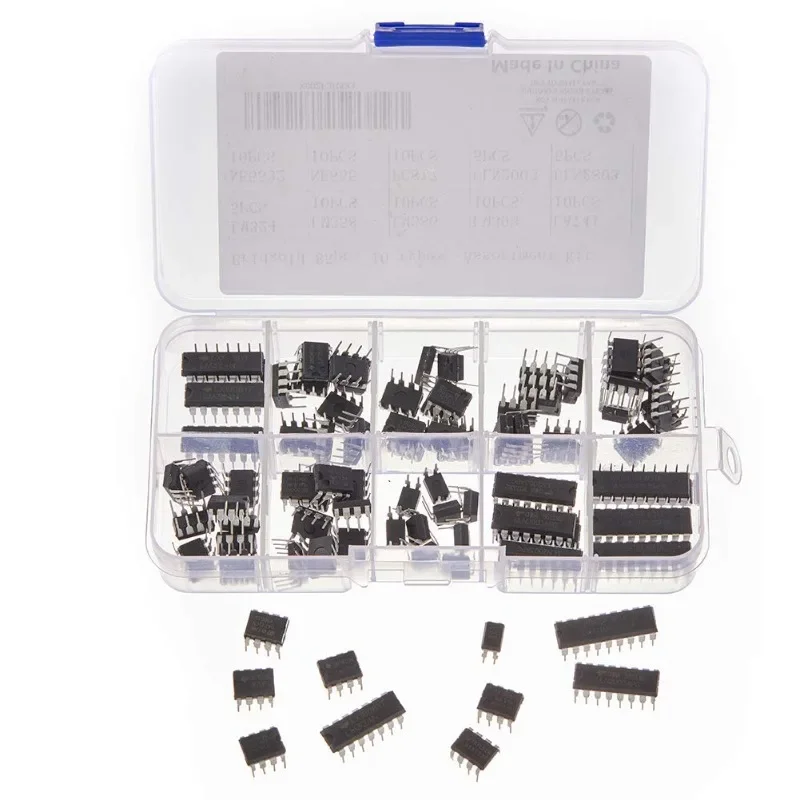 85PCS 10 Types Integrated Circuit Chip Assortment Kit Including:LM324 LM358 LM386 LM393 UA741 NE5532 NE555 PC817 ULN2003 ULN2803