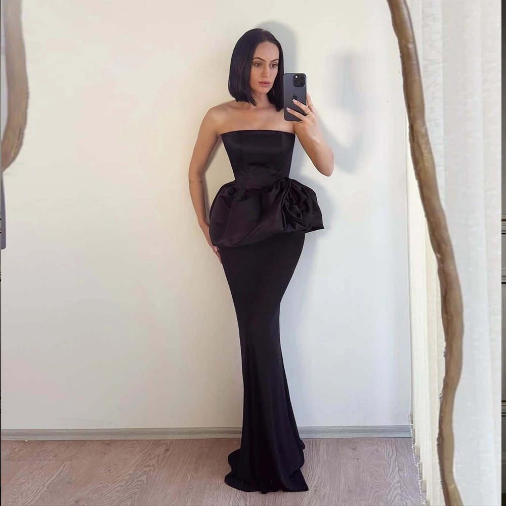 

Customized Corset Evening Dresses for Women Party Strapless Sexy Formal Dress Mermaid Black Cocktail Party Gowns 2025