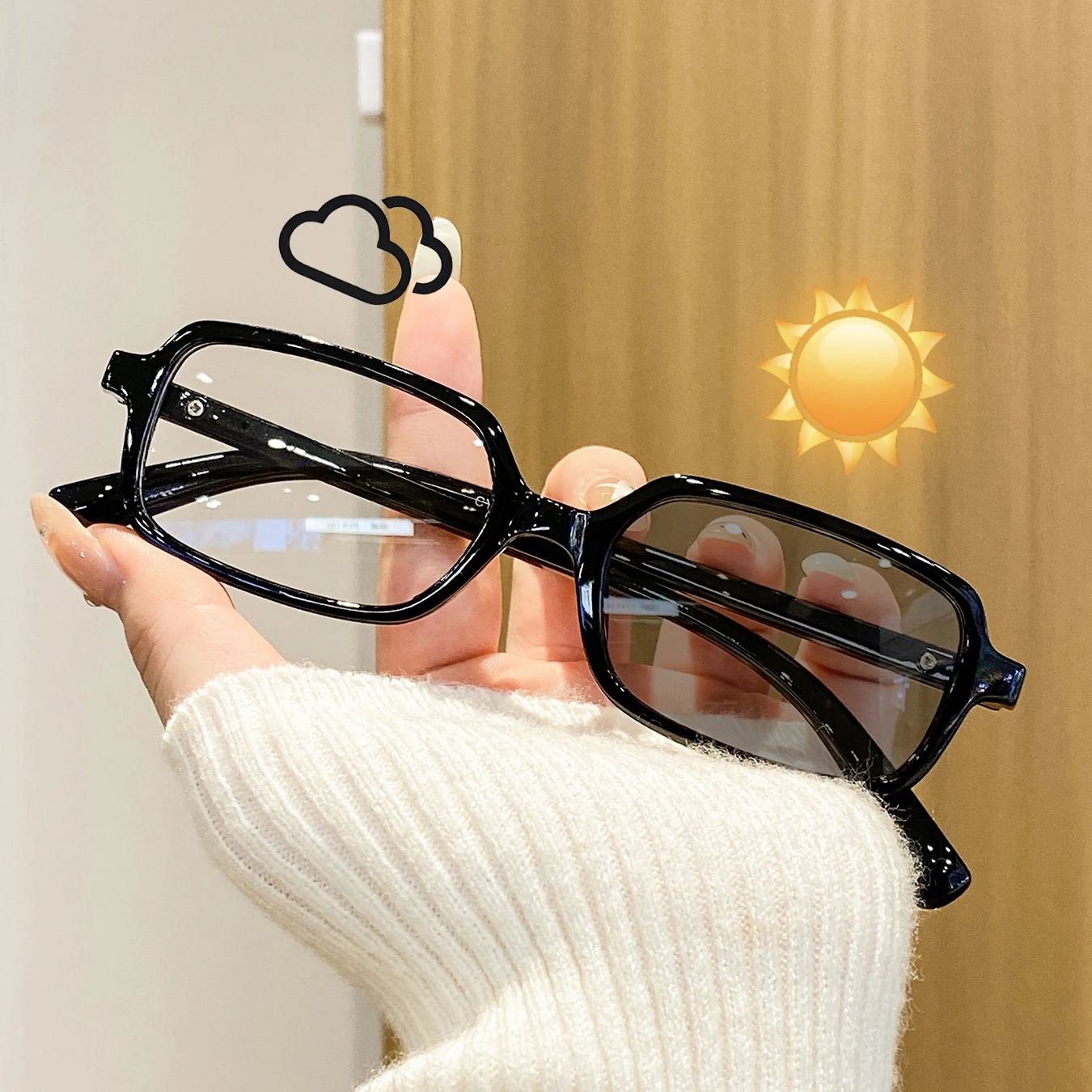 1 Pair of Women's Rectangular Full-Frame Photochromic Glasses, Retro, Gentle, Elegant, and Stylish Women's Glasses, Suitable for Leisurely Shopping, Short Trips, and City Strolls