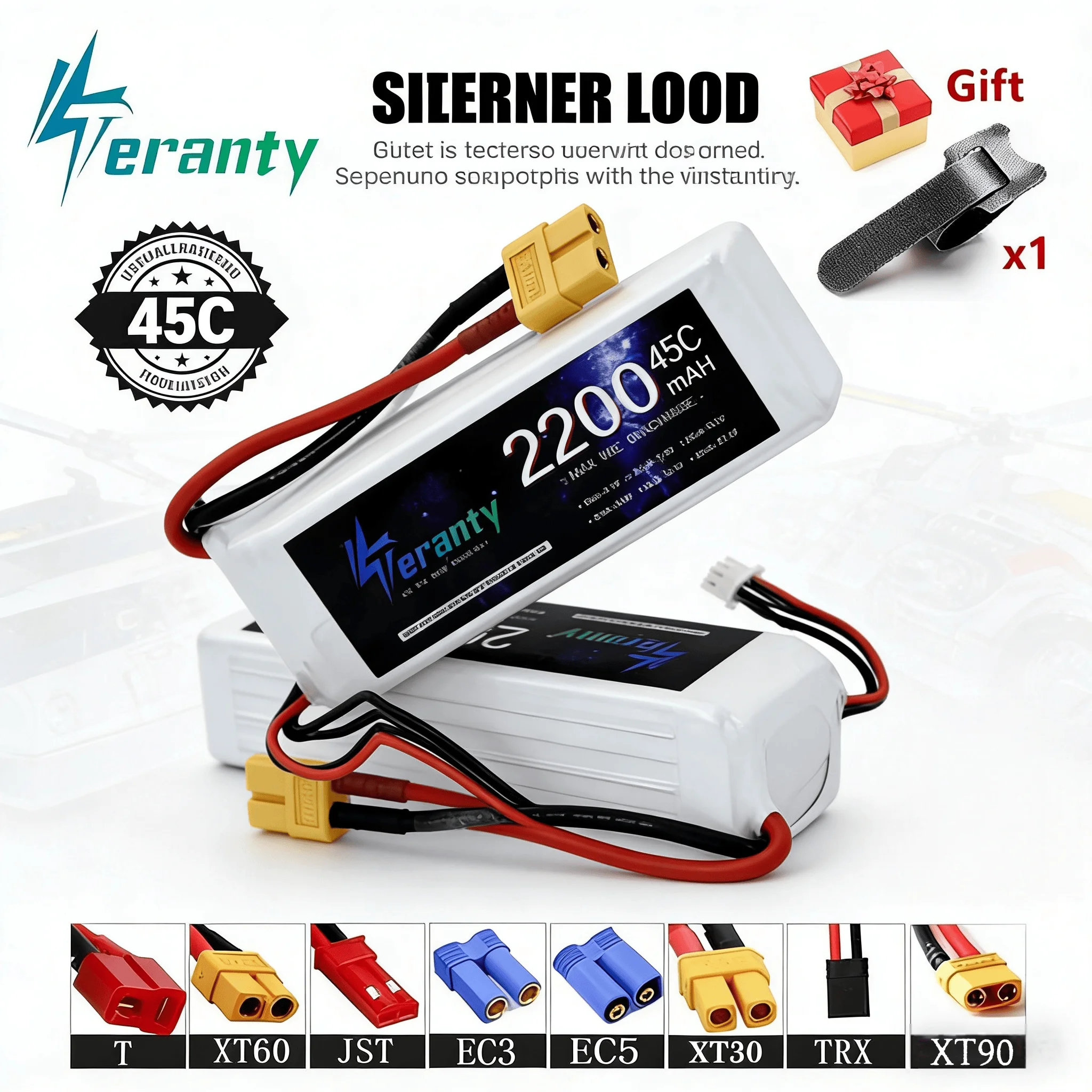 3S 11.1V 2200mAh 45C Lipo Battery with T/XT30/XT60 Plug, for RC Helicopter, Quadcopter, Car Airplane -Universal 3S 11.1v Battery