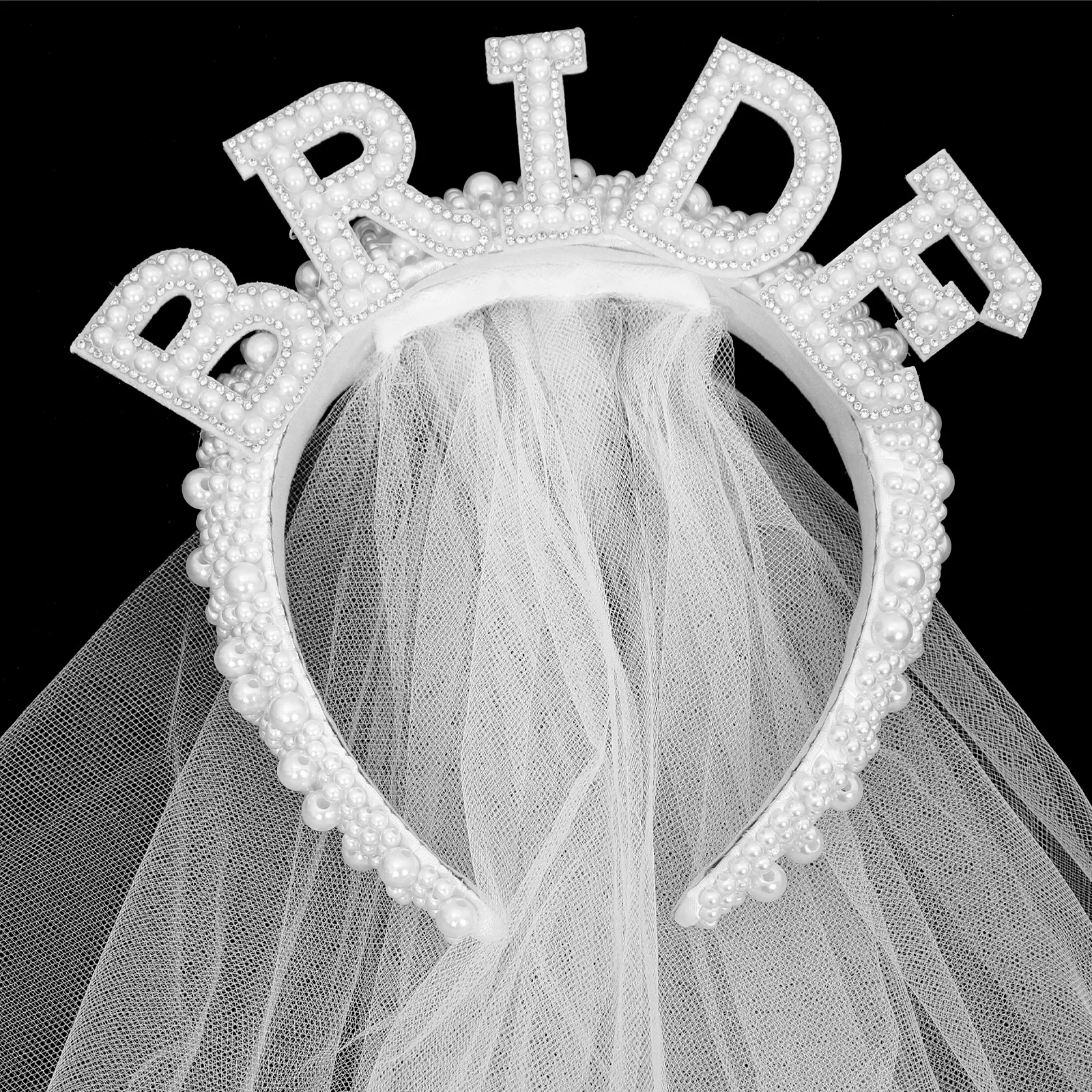 

Bridal Pearl Headband Veil Wedding Hair Accessory Elegant Bride Headpiece Multi-Functional Design for Different Occasions and