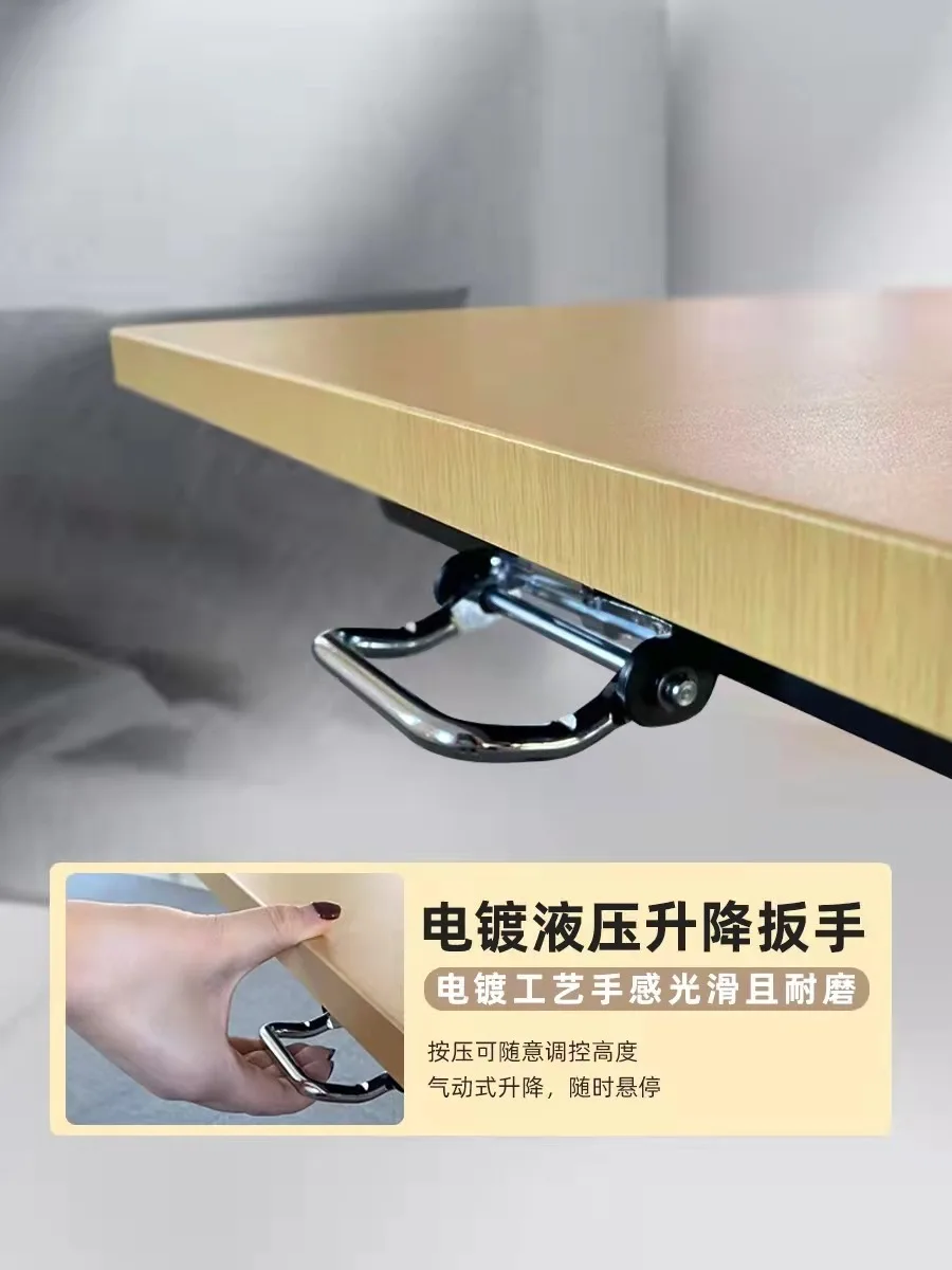 Folding pneumatic lifting table Small square table for household simple small square dining