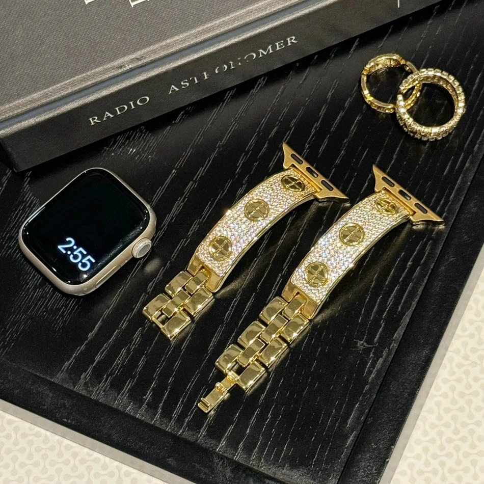 Compatible With Apple Watch Band 38 40 4142 44 45 46 49mm Sparkling Diamond Bracelet iWatch Series 10 9 8 7 6 5 4 SE Ultra Strap