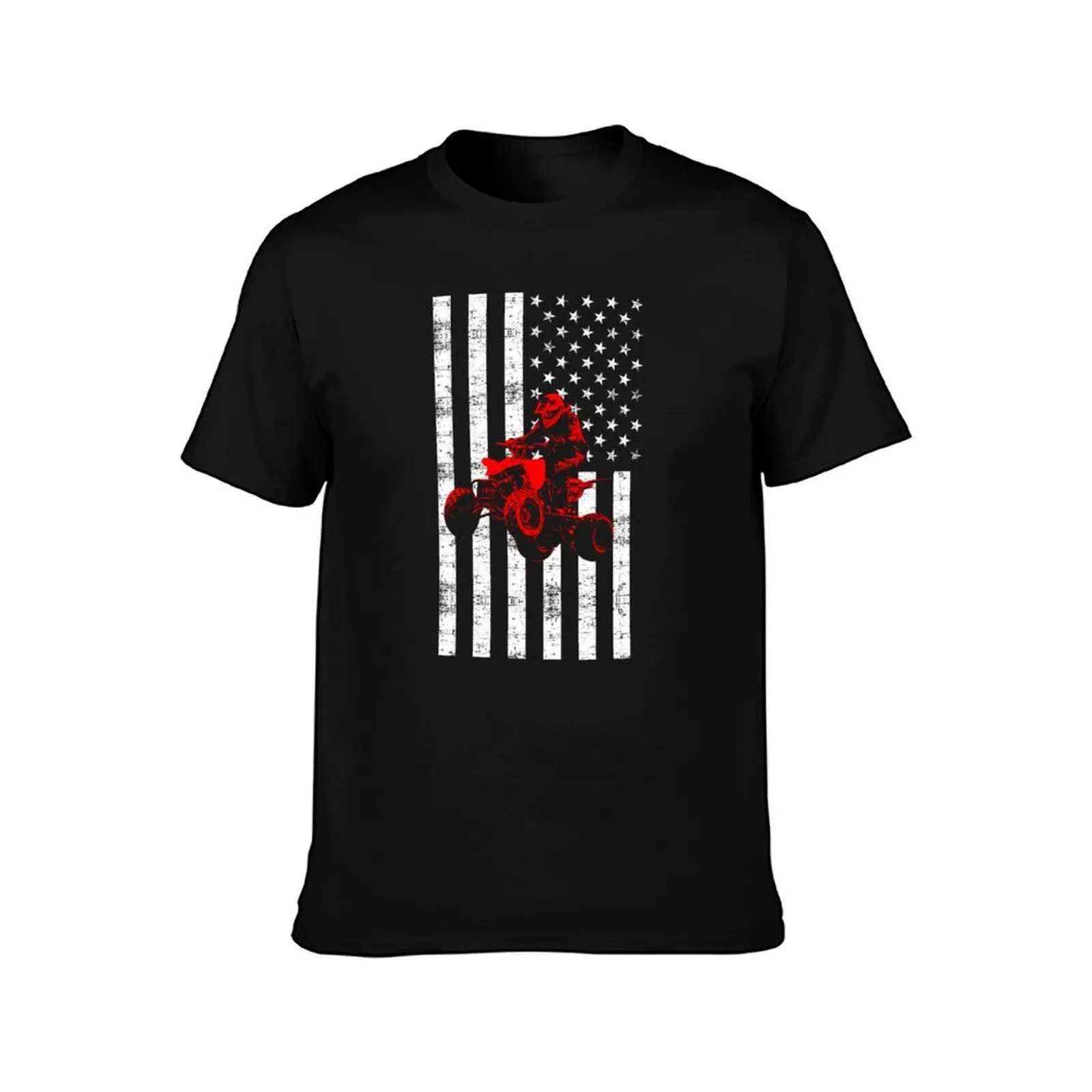 USA Flag ATV - All Terrain Vehicle Drivers Design Gift T-Shirt, Summer Casual Cotton Tee, Oversized Streetwear Tops, 100% Cotton
