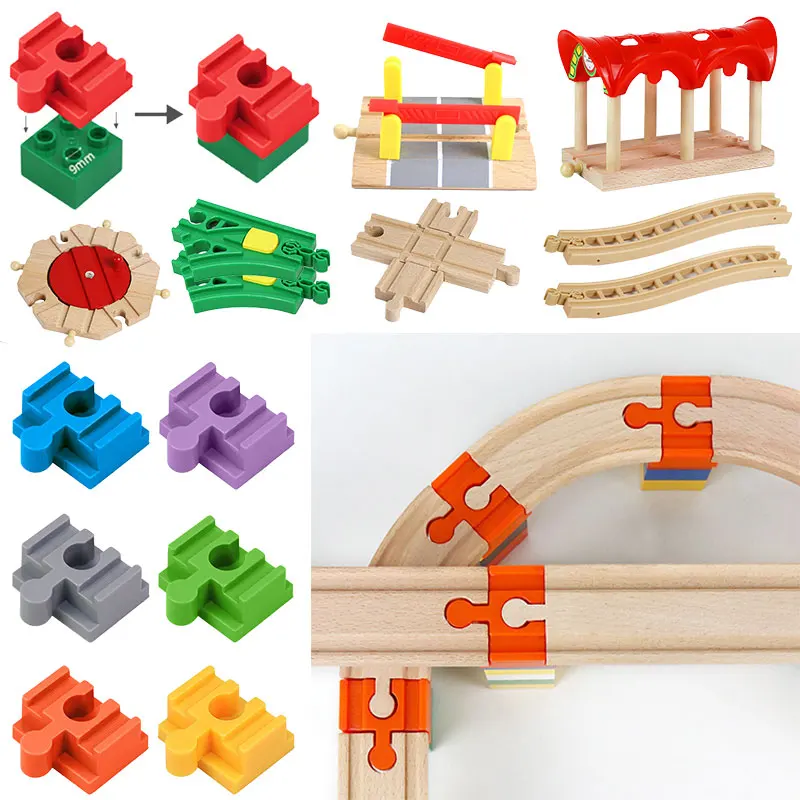 Wooden Train Track Connector Universal Wooden Tracks Connectors Accessories Adapters fit for Brand Train Rail Toys Gifts