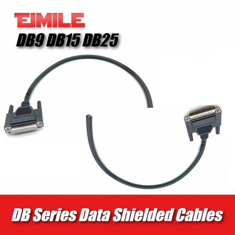 Industrial DB9/15/25 Single Head Connector Cable 24AWG 9/15/25Pin Male Female RS232 Serial Port Plug Double Shielded Data Wire