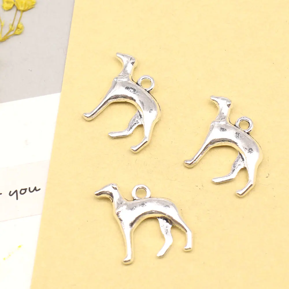 Jewelri Make Art Crafts Diy Charms Dog Antique Silver Color Pendant For Jewelri 19x20mm 5pcs