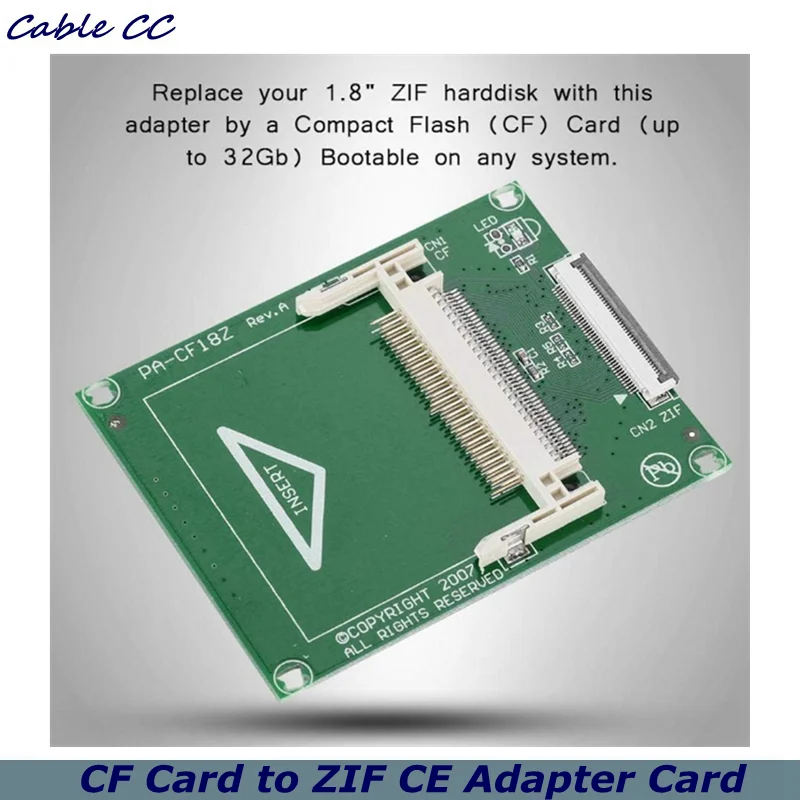 1pcs/ CF Card to ZIF CE Adapter Card, 1.8 inch 50 Pin Compact Flash CF Memory Card to ZIF/CE Adapter, SSD Adapter Card,