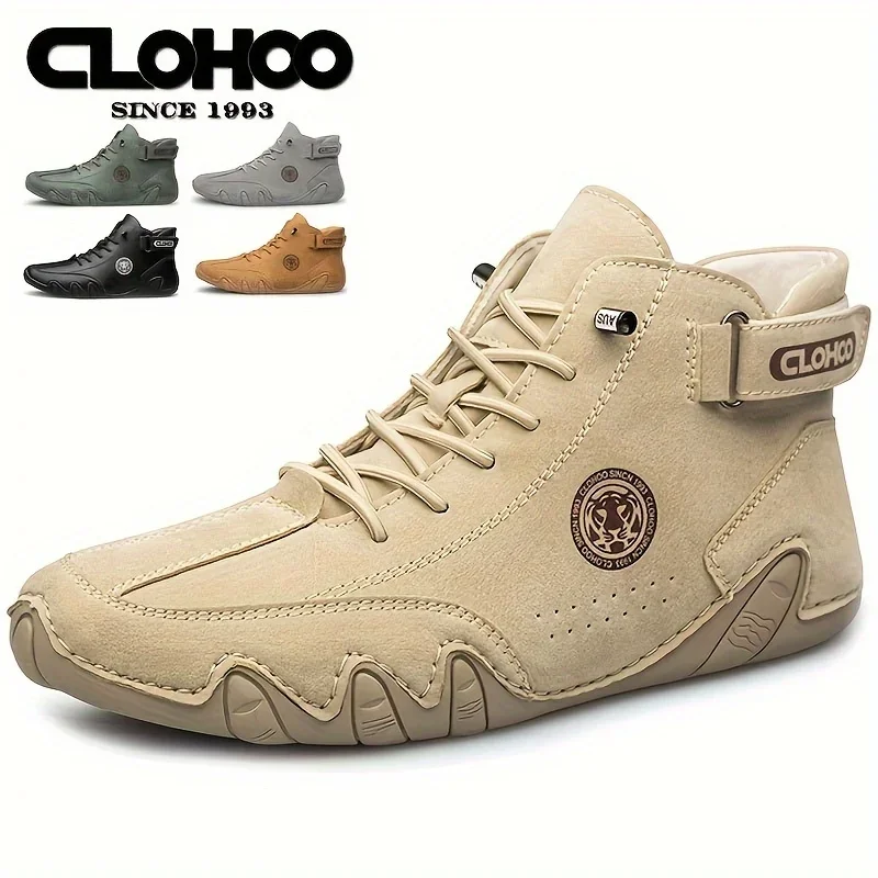 

Men's PU Leather Lace-up Sneakers - Casual Walking Shoes Short Boots - Comfortable And Breathable