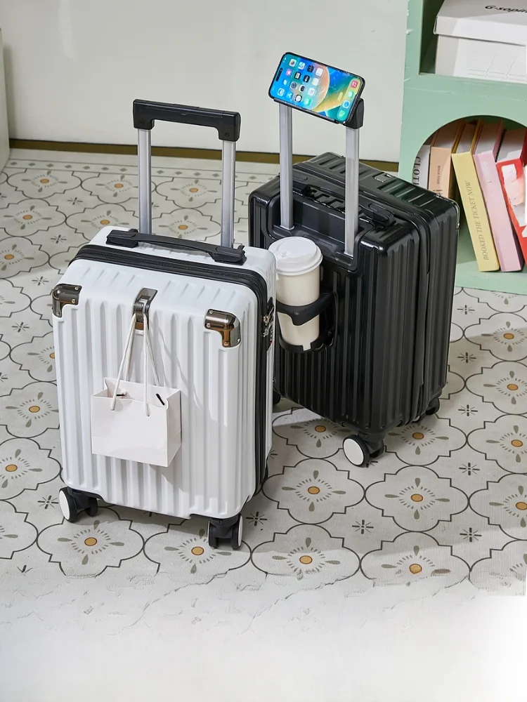 6-inch-carry-on-suitcase-detachable-pull-rod-password-box-travel-bag-universal-abs-pvc-material-zipper-closure-pure-color
