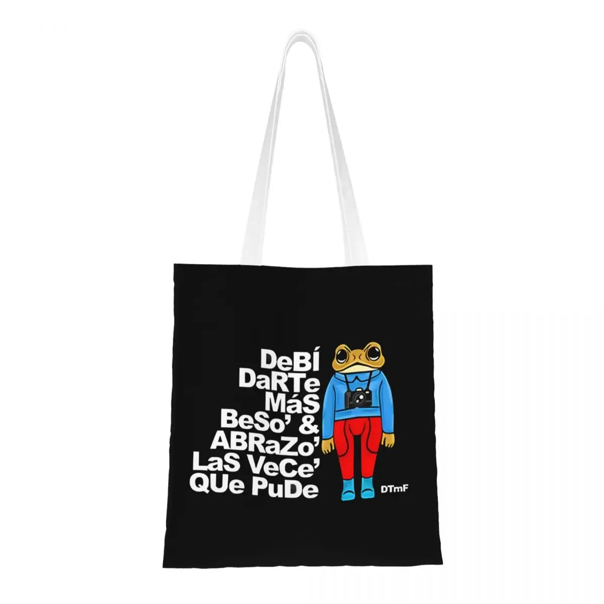 

BAD BUNNY Canvas Tote Handbag DTMF Debi Tirar Mas Fotos Grocery Bags Reusable Shopping Bags for Women